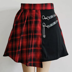 Womens Harajuku Punk Irregular Mini Pleated Skater Skirt Asymmetric Cutout High Waist Hip Hop Clubwear gothic harajuku skirt Shopping