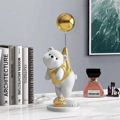 Statue Desing Home Decor Ornaments Decorative Balloon Flying Bear Sclupture Resin Figurine Table Decoration home Room Decor Shopping