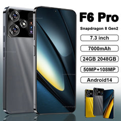 Original F6 Pro Smartphone 7.3inch Global Version 16G+1TB Snapdragon 8 gen2 Android14 50+108MP 4G/5G Cellphone Mobile Phone NFC Shopping111