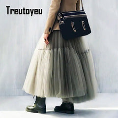 Maxi Long Tulle Skirts for Women Black Gothic Pleated Skirt Casual Party Fairycore Summer Winter Jupe Longue 2022 Falda Mujer Shopping