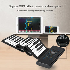 88 Keys Electronic Piano MIDI &USB Charge Portable ABS Soft Silicone Flexible Keyboard Digital Roll Up Piano with Horn and Pedal