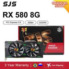 SJS Video Card RX 580 8G 256Bit 2048SP GDDR5 AMD GPU Graphics Cards Gamer RX580 Radeon 8GB Mining Gaming Card placa de video Shopping