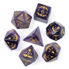 Image of Cusdie Handmade Amethyst Dice 7Pcs 16mm Polyhedral Stone Dice Set with Leather Box Gemstone D&D Dices for Collection RPG Shopping