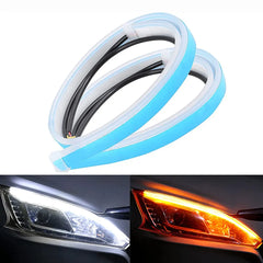 2pcs 12V LED DRL Car Daytime Running Light Flexible Waterproof Strip Auto Headlights White Turn Signal Yellow Brake Flow Lights Shopping