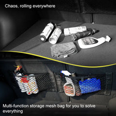 Car Back Rear Mesh Trunk Seat Elastic String Net Magic Sticker Universal Storage Bag Pocket Cage Auto Organizer Seat Back Bag