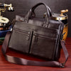 Image of Black Men Genuine Leather Handbags Large Leather 14" Laptop Messenger Bags Business Men's Travel Bags Shoulder Bags Briefcase Shopping