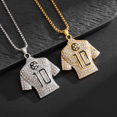 Men and Women Fashion Ice Out Zircon Legend No. 10 Jersey Pendant Necklace Hip-Hop Punk Jewelry