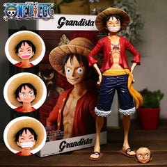 Hot 28cm  One Piece Anime Figure Confident Smiley Luffy Three Form Face Changing Doll Action Figurine Model Toys  Kits Shopping