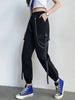 Image of Women Cargo Pants  Harem Pants Fashion Punk Pockets Jogger Trousers With Chain Harajuku Elastics High Waist Streetwear Shopping