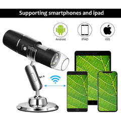 Wireless Digital WiFi Microscope,50X to 1000X Handheld Magnification Endoscope 8LED Compatible with Android/iOS Smartphone Table