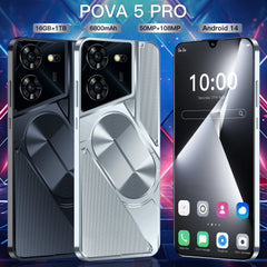 Pova 5 Pro Mobile Phones Original 16GB+1TB 4G 5G Dual Sim Cellphones 7.3HD Smartphone  Android Face Unlocked 6800mAh Cell Phone Shopping111