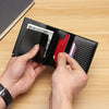 Image of DIENQI Carbon Fiber RFID Blocking Men's Credit Card Holder Leather Bank Card Wallet Case Cardholder Protection Purse For Women Shopping