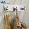 Image of ULA Stainless Steel Wall Hook 3M Sticker Adhesive Door Hook Towel Clothes Robe Rack Toilet Accessories Shower Accessories Shopping