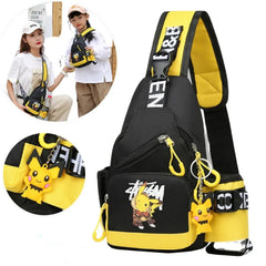 2023 Children's Shoulder Bag Men's and Women's Chest Bag Canvas Youth Sports Pikachu Crossbody Bag Handbag Chest Belt Waist Bag Shopping