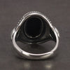 Image of Real Pure 925 Sterling Silver Natural Black Onyx Stone Rings For Women Vintage Style Thai Silver Resizable Open Type Shopping