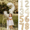 Image of 32/40Inch Cream Color Number Balloons 1-9 Large Digital Foil Helium Ball Girl Kids Adult Happy Birthday Party Decoration Wedding Shopping