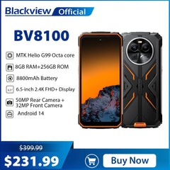 Blackview BV8100 Rugged Smartphone Helio G99 6.5" 2.4K FHD+ 120Hz 24(8+16)GB RAM 256GB Mobile Phone 50MP 8800mAh 45W Android 14 Shopping111