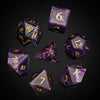 Image of Cusdie Handmade Amethyst Dice 7Pcs 16mm Polyhedral Stone Dice Set with Leather Box Gemstone D&D Dices for Collection RPG Shopping