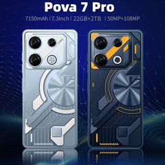 Brand New pova 7 Pro Smartphone Original 5G 7.3 HD 22G+2TB Cell Phone Dual SIM Mobile Phones 7150mAh Cellphones Unlocked Android Shopping111