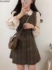 Image of Cute Mini New Year Date Dresses Sleeveless Vest Women Korea Japanese Style Design Retro Vintage Plaid Button Shirt Dress 11021 Shopping