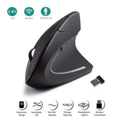 Vertical Mouse Ergonomic 2.4GHz Wireless Optical Mice 3 Adjustable DPI 800/1200/1600 6 Buttons for Laptop PC Computer Desktop Shopping