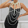 Image of Sexy Women's Pearl Body Chains Bra Shawl Fashion Adjustable Size Shoulder Necklaces Tops Chain Wedding Dress Pearls Body Jewelry Shopping