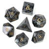 Image of Cusdie Handmade Amethyst Dice 7Pcs 16mm Polyhedral Stone Dice Set with Leather Box Gemstone D&D Dices for Collection RPG Shopping