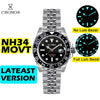 Image of Cronos GMT Automatic Men Watch Bidirectional Bezel Sapphire 20 ATM NH34 Solid 5 links Metal Bracelet BGW-9 Lum Shopping