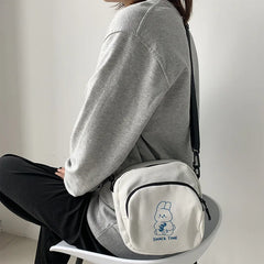 Cute Rabbit Canvas Women Small Crossbody Bag Casual Student Girls Messenger Bags Vintage Ladies Phone Purse Handbag Shoulder Bag