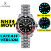 Image of Cronos GMT Automatic Men Watch Bidirectional Bezel Sapphire 20 ATM NH34 Solid 5 links Metal Bracelet BGW-9 Lum Shopping