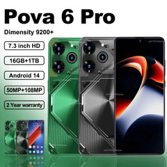 Original Pova 6 Pro Smartphone 5G Dimensity9200 7.3inch 16G+1TB Cell Phone Dual SIM MobilePhones 50+108MP Android14 Unlocked NFC Shopping111