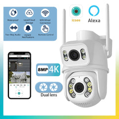 4K 8MP PTZ Wifi Dual Camera Lens with Dual Screen CCTV Ai Human Detect Auto Tracking Wireless Outdoor Surveillance Camera Shopping