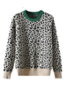 Image of Autumn Winter Women Sweaters Leopard Knitted Pullovers Long Sleeve Contrast Color Crewneck Jumpers Sweter Mujer C- 026 Shopping