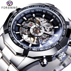 Forsining 2021 Stainless Steel Waterproof Mens Skeleton Watches Top Brand Luxury Transparent Mechanical Sport Male Wrist Watches Shopping