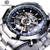 Image of Forsining 2021 Stainless Steel Waterproof Mens Skeleton Watches Top Brand Luxury Transparent Mechanical Sport Male Wrist Watches Shopping