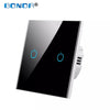 Image of BONDA Wall Touch Switch 220V EU Standard Tempered Crystal Glass Panel Power 1/2/3 Gang 1 Way Light Sensor Switches Waterproof - Shopping