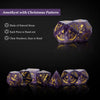 Image of Cusdie Handmade Amethyst Dice 7Pcs 16mm Polyhedral Stone Dice Set with Leather Box Gemstone D&D Dices for Collection RPG Shopping