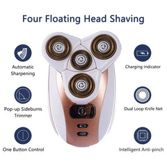 Electric Painless Hair Removal 4 Cutter Heads Epilator Shaver Razor For Women Lady Body Leg Lip Cheek Rechargeable Hair Remover