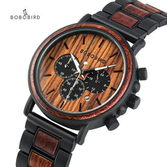 BOBO BIRD Wooden Men Watches Relogio Masculino Top Brand Luxury Stylish Chronograph Military Watch Personalized Gift for Man OEM Shopping