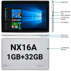 2GB RAM 32G ROM X5- Z8350 CPU 10.1 '' Windows 10 Tablet PC NX16A Dual Camera WIFI  5000mAh Quad Core 1280 x 800 IPS