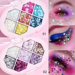 7 Color Waterproof Eye Makeup Sequin Makeup Decoration Diamond Flash Waterproof Sequins Pentagram Shard Moon Stage Makeup