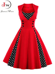 S-5XL Women Robe Retro Vintage Dress 50s 60s Rockabilly Dot Swing Pin Up Summer Party Dresses Elegant Tunic Vestidos Casual Shopping