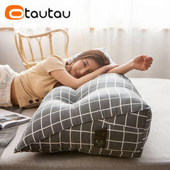 OTAUTAU Wedge Triangle Cotton Plaid Cushion with Filler Bed Soft Headboard Back Waist Backrest Long Body Pillow ZT6CM1C