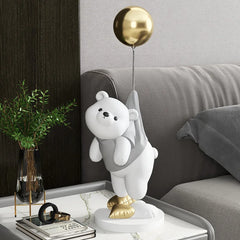 Statue Desing Home Decor Ornaments Decorative Balloon Flying Bear Sclupture Resin Figurine Table Decoration home Room Decor