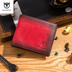 BULLCAPTAIN RFID Blocking Men's Leather Wallet Bifold Slim Wallet Multi-card Card Holder ID Wallet QB 05 Shopping