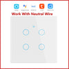 Image of WiFi Smart Switch EU Light Wall Touch Switch 220V Need Neutral Wire Tuya Smart Life Work with Alexa Google Home 1/2/3/4 Gang Shopping