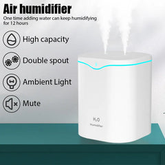 2000ML USB Air Humidifier Double Spray Port Essential Oil Aromatherapy Humificador Cool Mist Maker Fogger Purify for Home Office Shopping