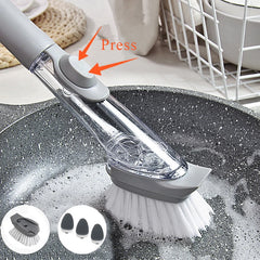 Kitchen Cleaning Brush 2 In 1 Long Handle Cleaing Brush with Removable Brush Sponge Dispenser Dishwashing Brush Kitchen Tools Shopping