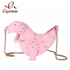 Dinosaur Design Rivets Women's Purses and Handbags Shoulder Chain Bag Designer Small  Crossbody Bag Female Clutch Bag Pu Leather Shopping