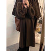 Image of Khaki Knitted Cardigan Sweater, Womens Coat, Long Cardigan, Wool Coat, Cozy Style Loose, Plus Size Maxi Coat, Office Outfits, Fall Clothing Shopping